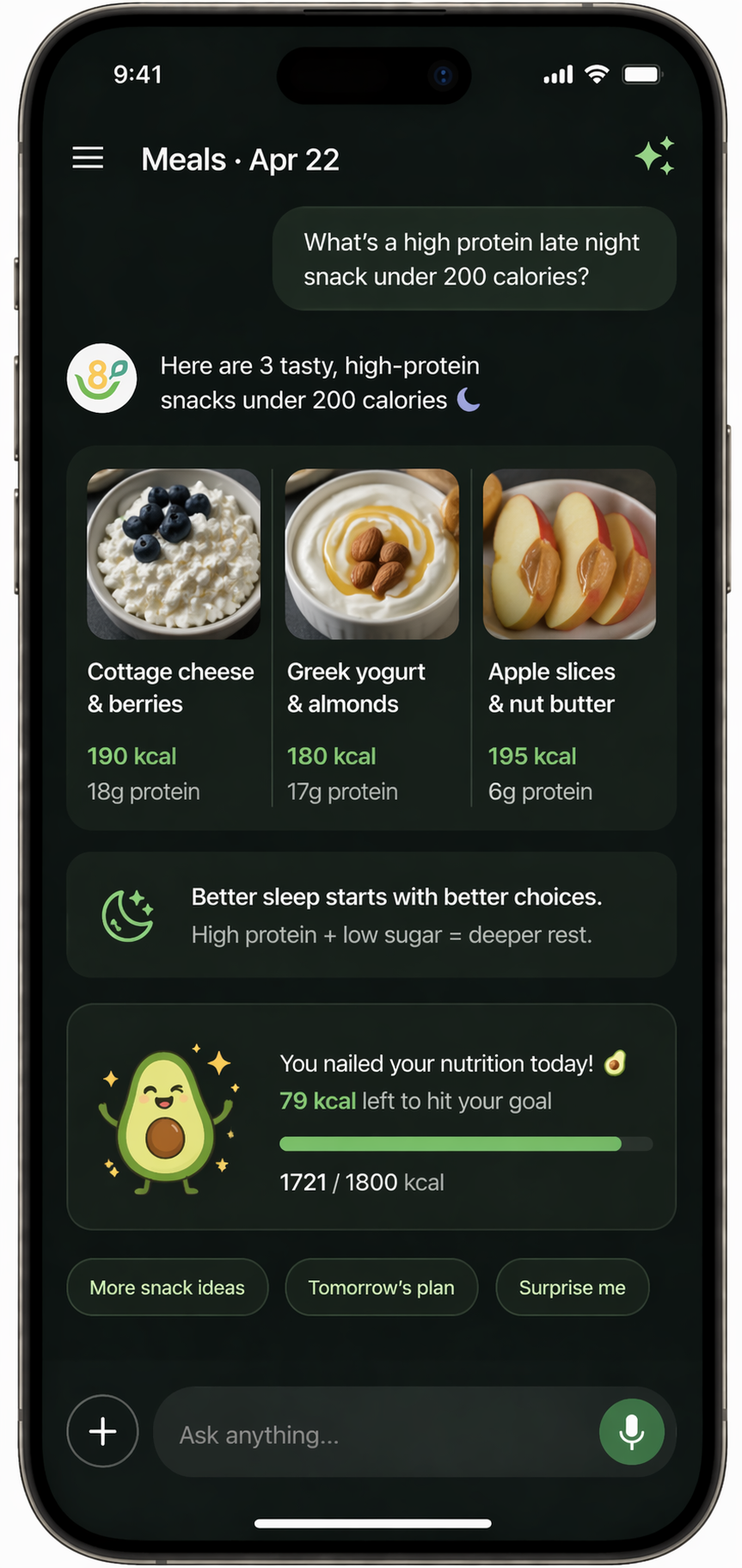 AI health coach conversation preview